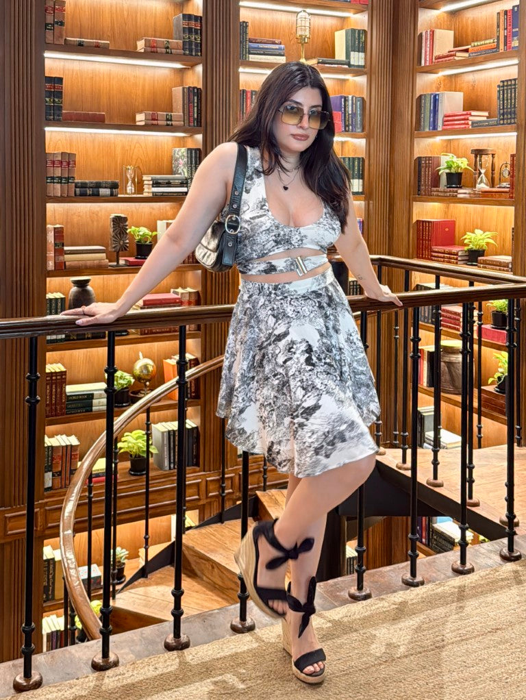 Trishala Sikka in Denver Dusk Criss cross Top & skirt