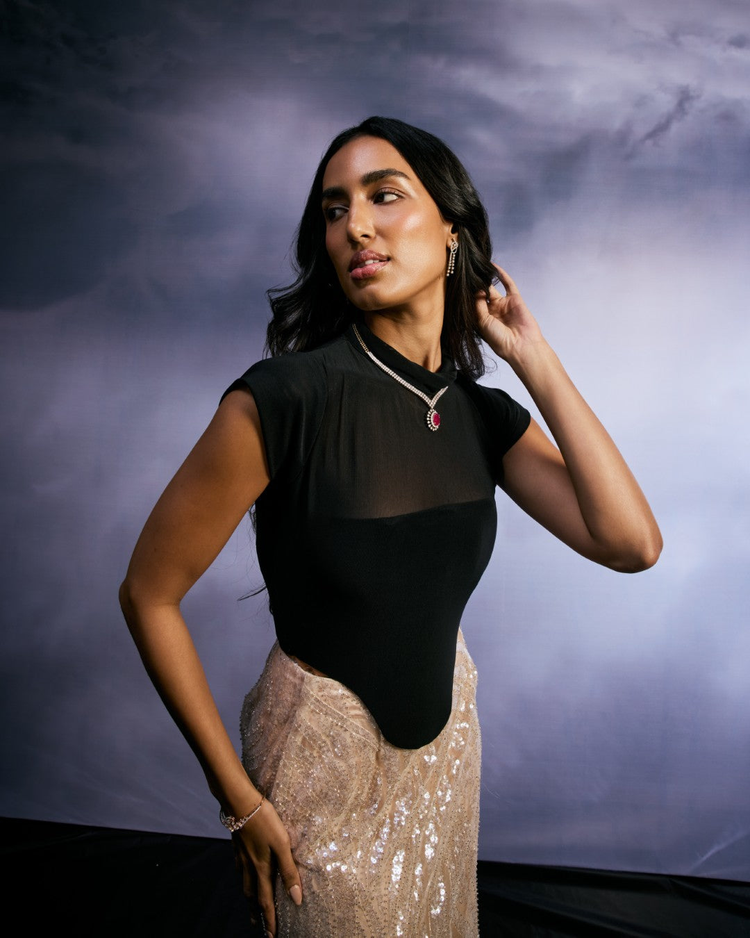 GOLDEN ECLIPSE Cap-Sleeve Top