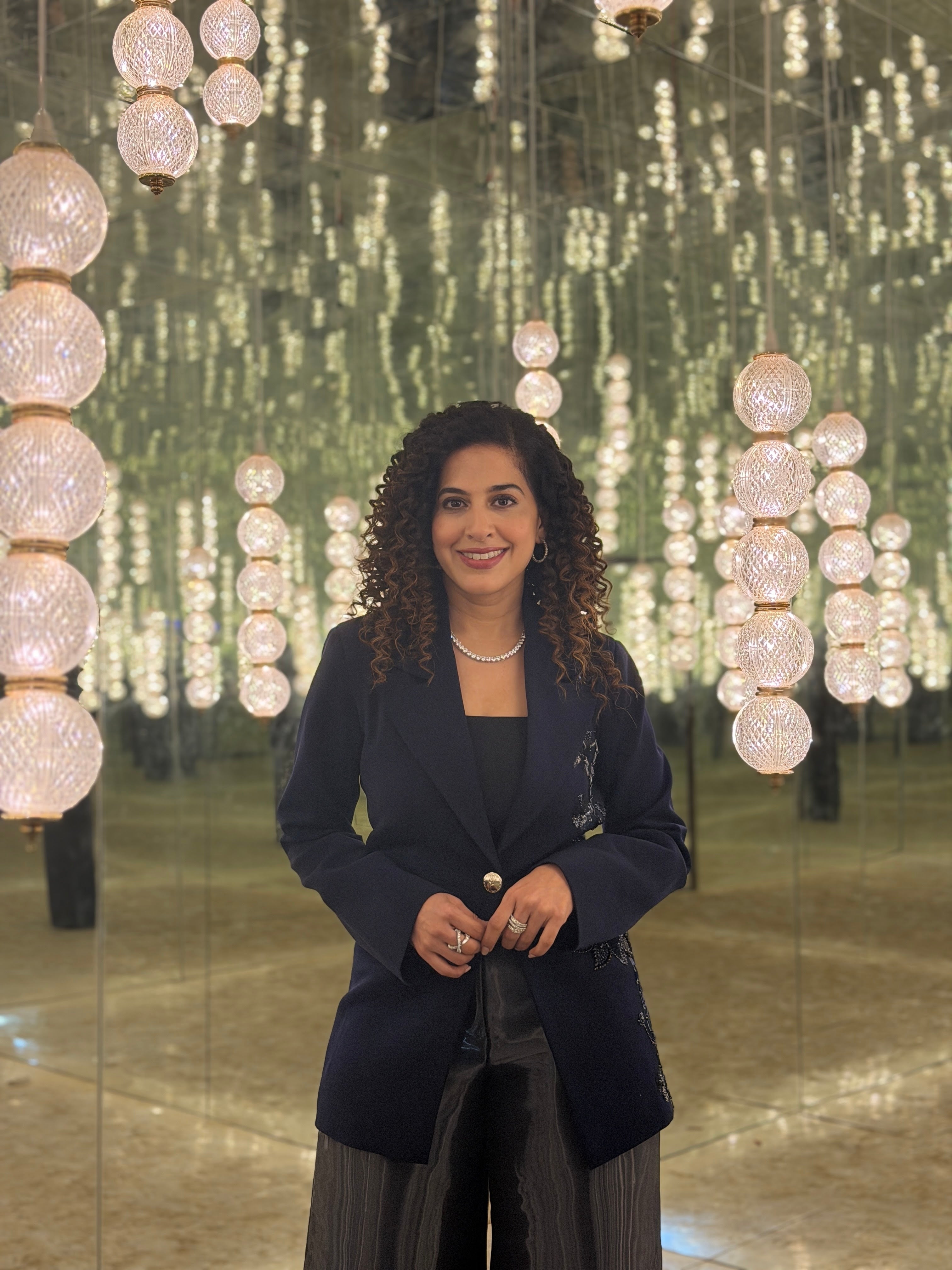 Kamiya jani in our midnight lotus blazer & midnight veil pant