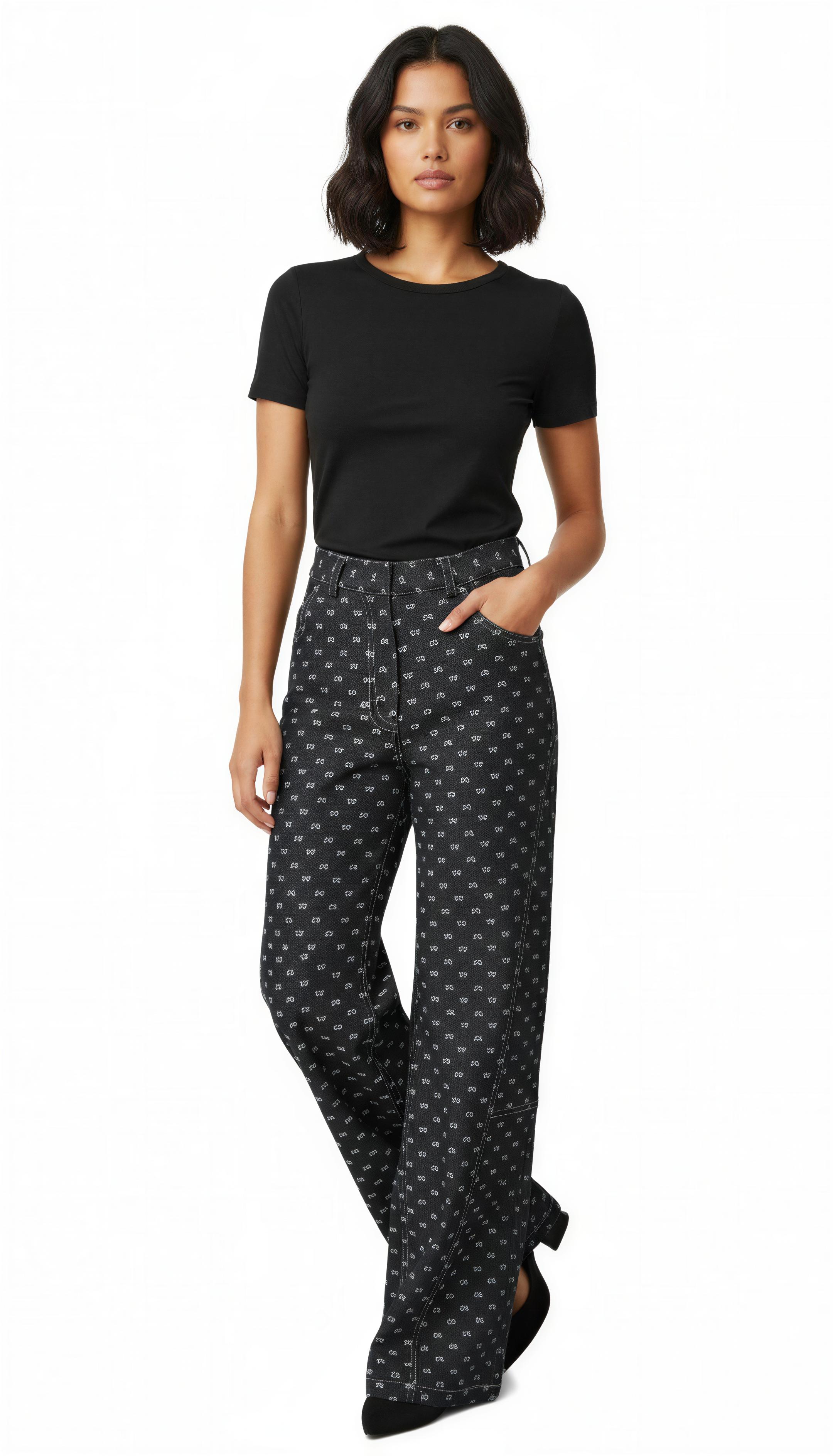 NOCTURNE BOW Tailored Pants