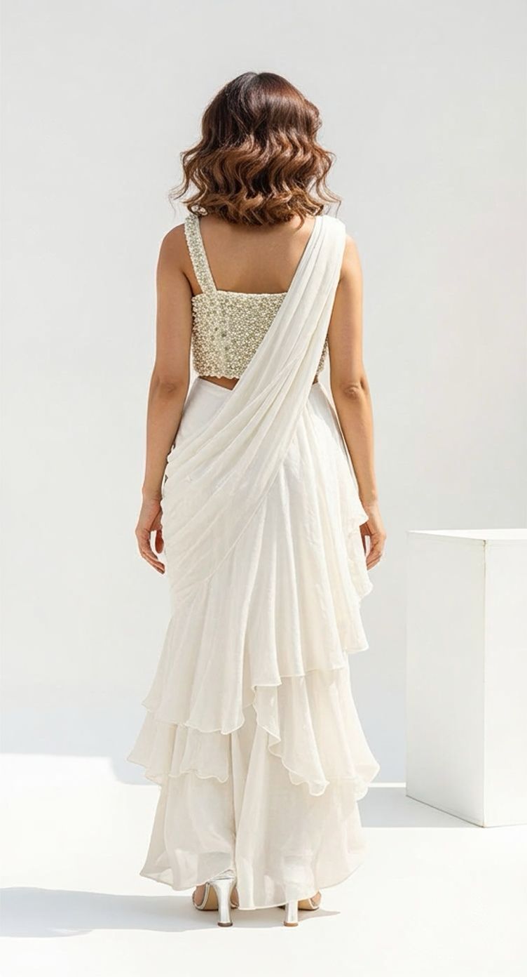 The seraphine pearl saree with blouse