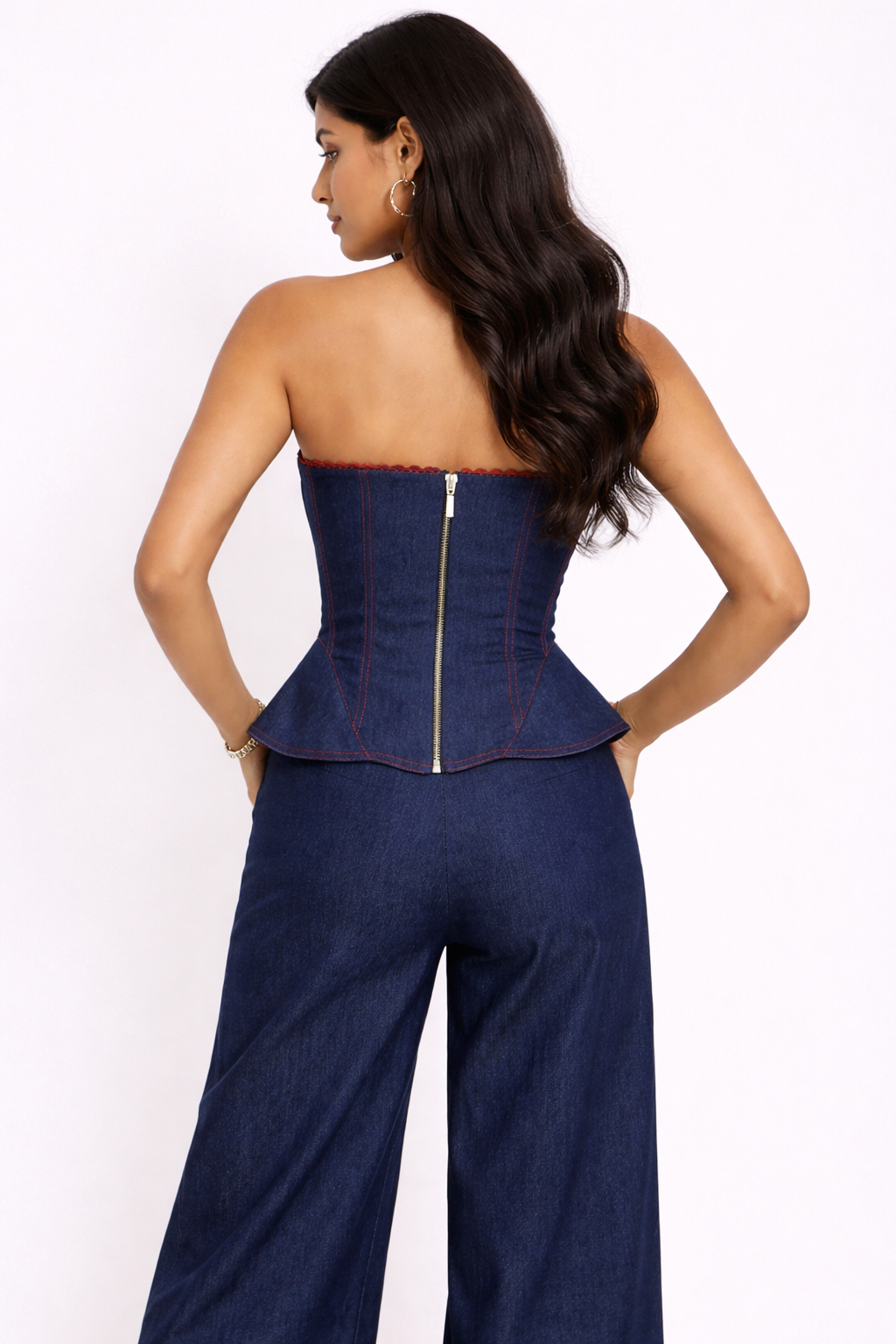 ROUGE STITCH Wide-Leg Denim Pants