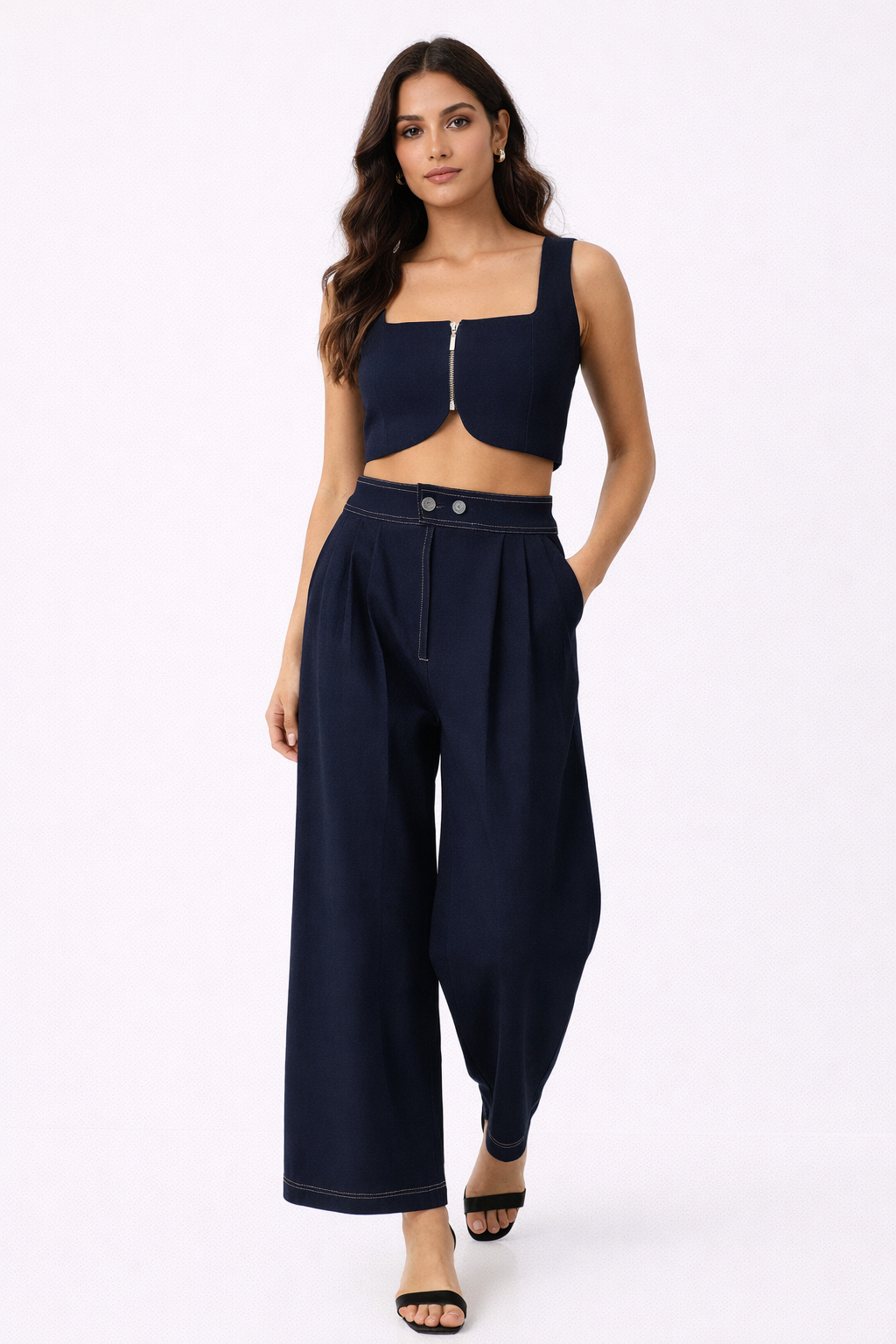 MIDNIGHT CURRENT Sweetheart Crop Top