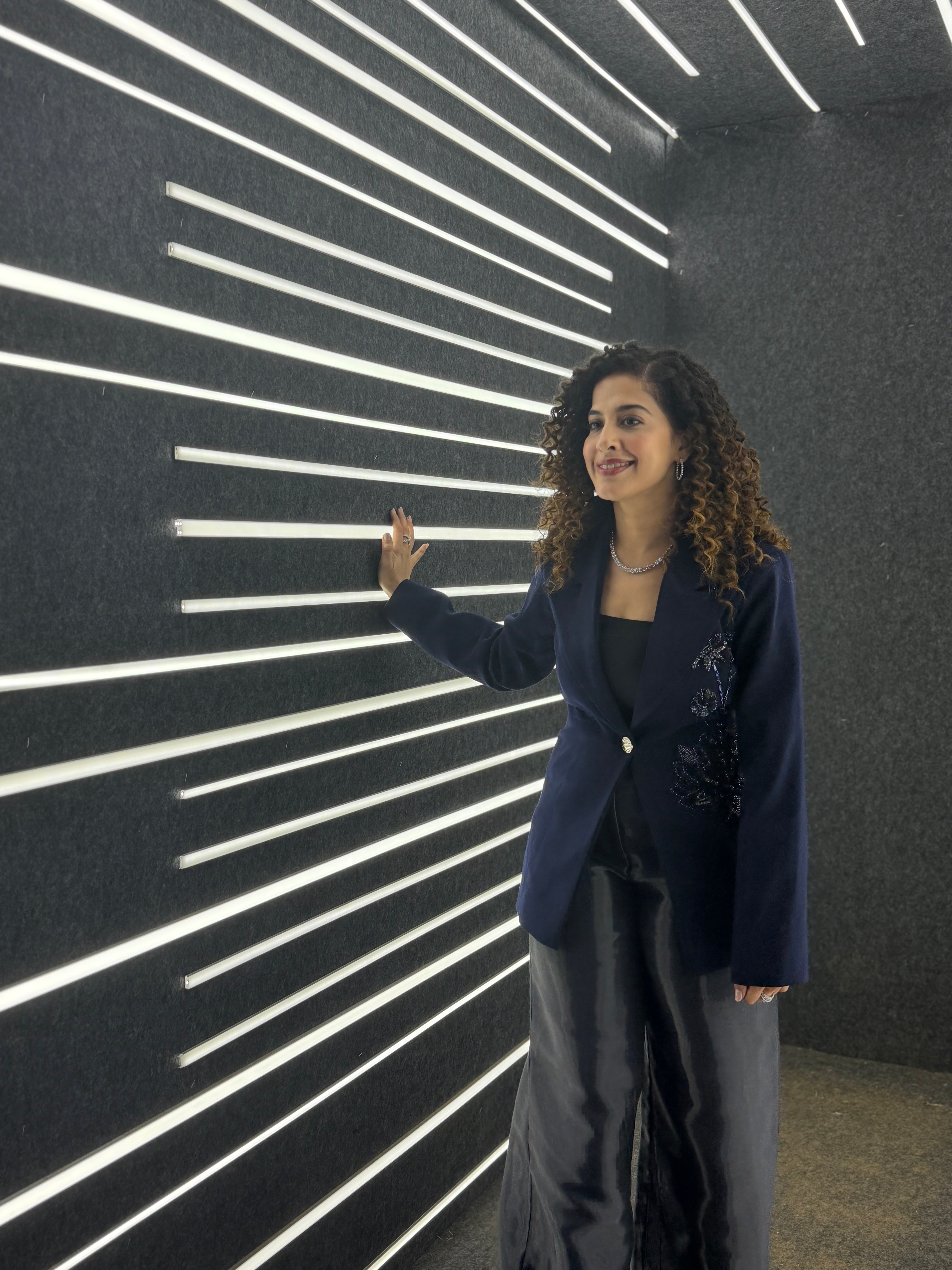 Kamiya jani in our midnight lotus blazer & midnight veil pant